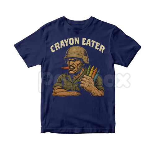 "Crayon Eater" Funny Military T-Shirt - USMC Dark Humor Sarcastic Marine Tee, Premium 100% Cotton Veteran Humor Shirt, Tactical Crayon Specialist Graphic Top, Military Branch Banter Apparel, Rugged Lived-In