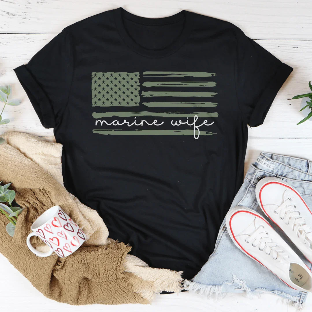 Marine Wife T-Shirt — Strength, Love & Unwavering Support